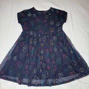 Hanna Andersson Blue Flowers Daisy Tulle Dress Size 10, 140 cm Cotton School